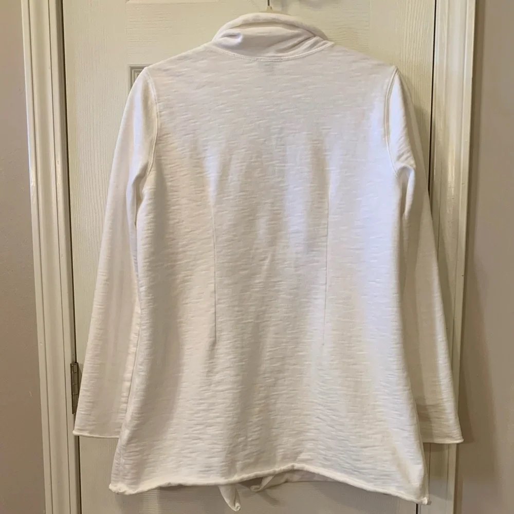 J Jill Ivory French Terry Loose Fit Cardigan with Pockets, Small, EUC